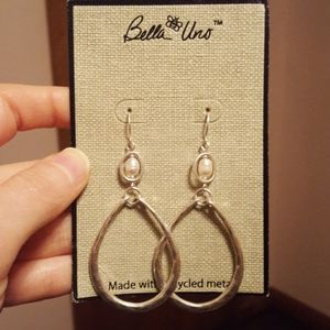 Bella Uno Large Silver Teardrop Earrings